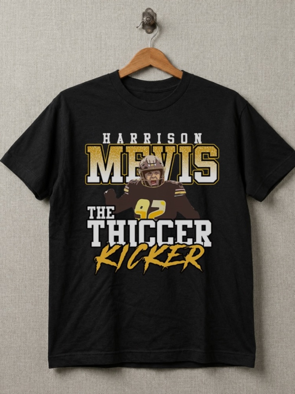 Black The Thiccer Kicker Harrison Mevis Graphic Tee for Football Fans